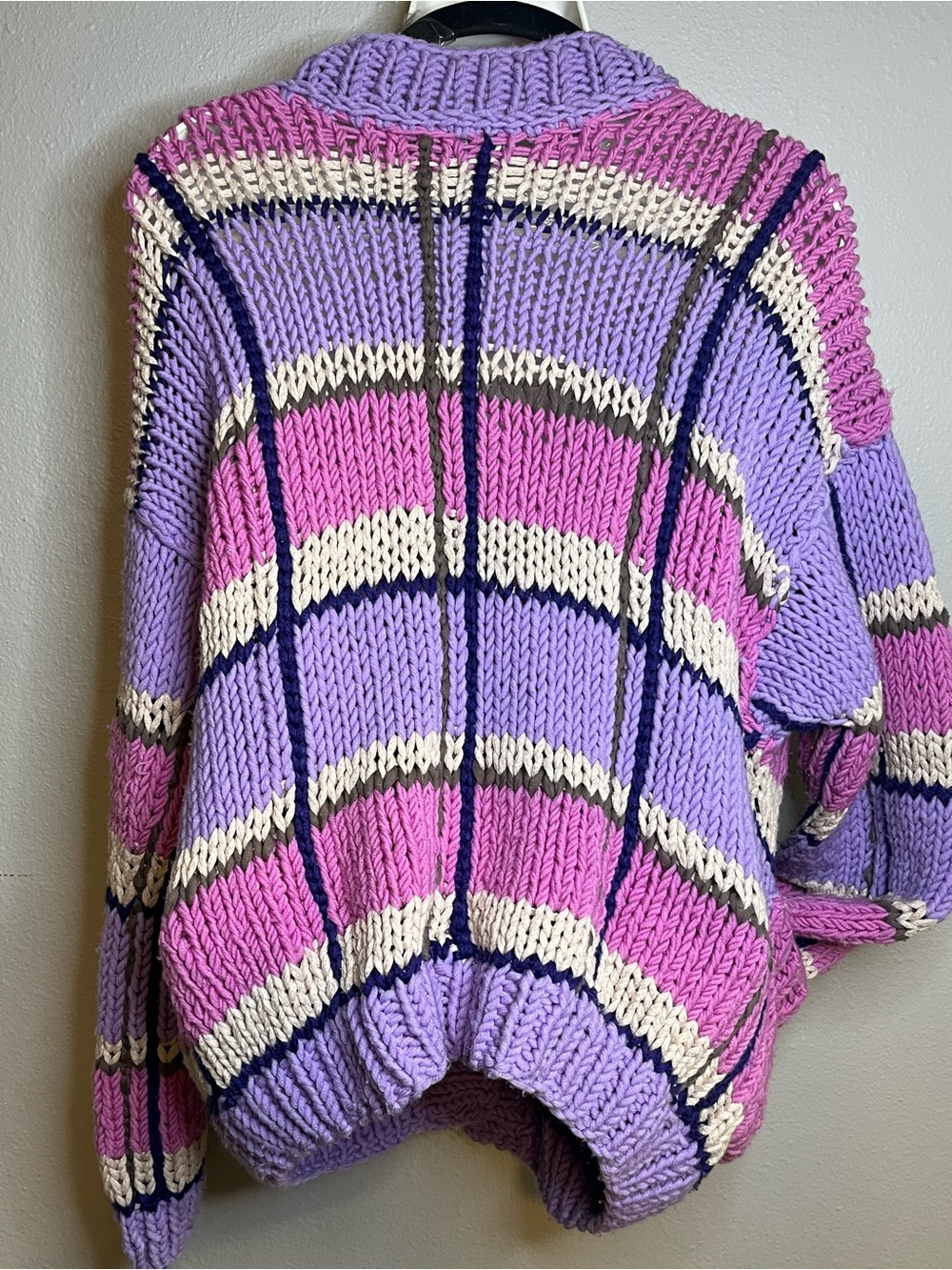 Natasha Zinko Pink and Lavender Striped Oversized Cardigan - Picture 5 of 8